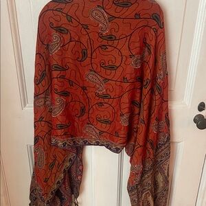 Paisley Patterned Orange Scarf